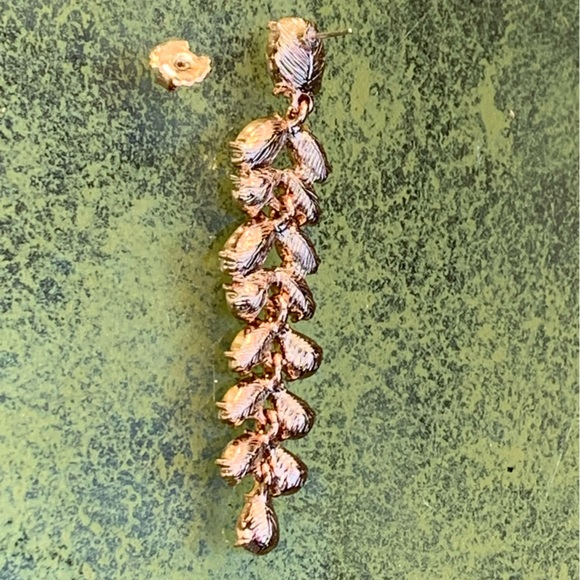 BELLE BADGLEY MISCHKA Long Drop Sterling Post Rose Gold EARRINGS! Bridal, Formal - Picture 5 of 5